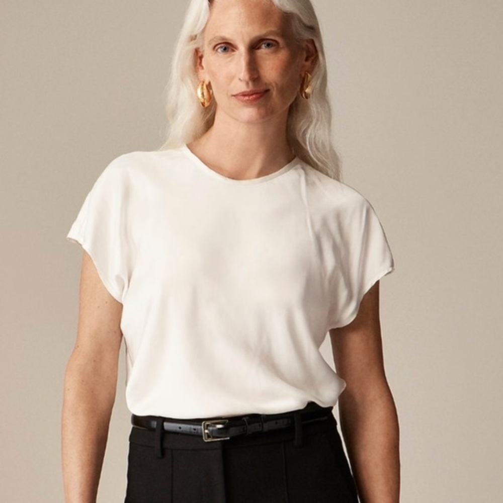 J crew Drapey T-shirt top ivory‎ nwt XS